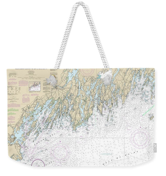 Nautical Chart-13288 Monhegan Island-cape Elizabeth - Weekender Tote Bag