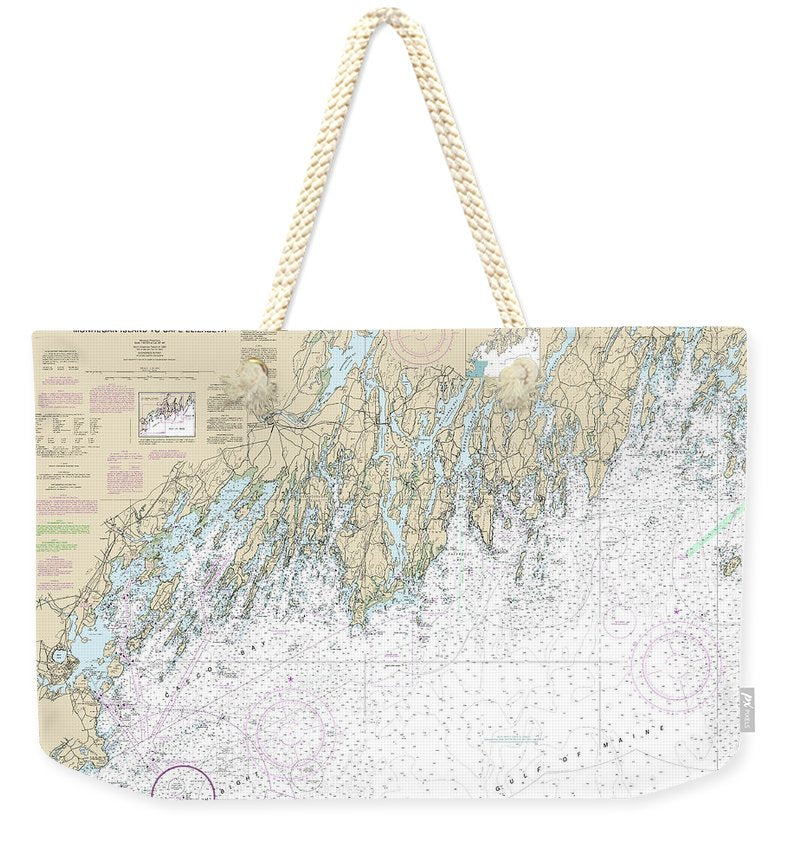 Nautical Chart-13288 Monhegan Island-cape Elizabeth - Weekender Tote Bag