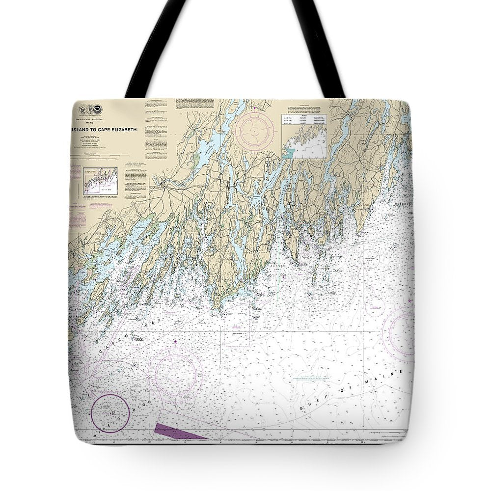 Nautical Chart-13288 Monhegan Island-cape Elizabeth - Tote Bag