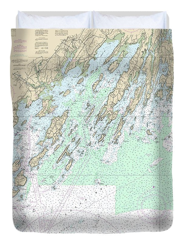 Nautical Chart-13290 Casco Bay - Duvet Cover