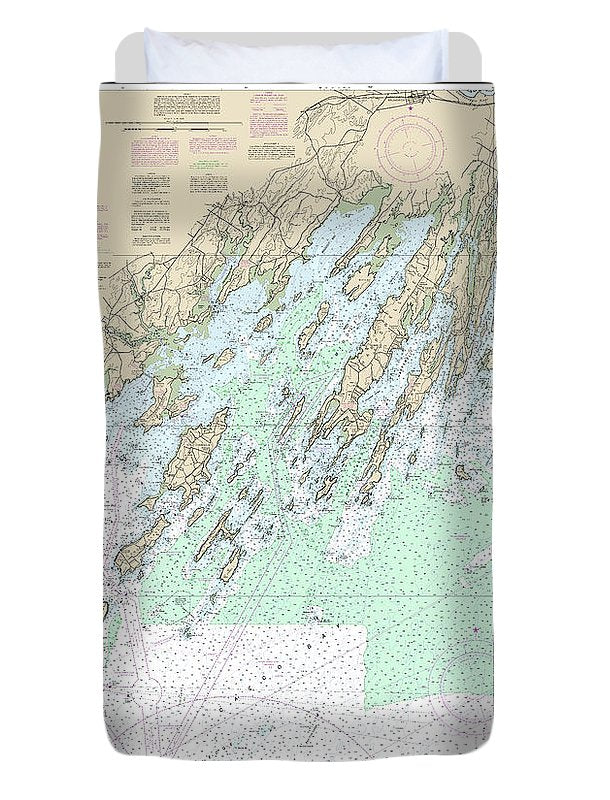 Nautical Chart-13290 Casco Bay - Duvet Cover