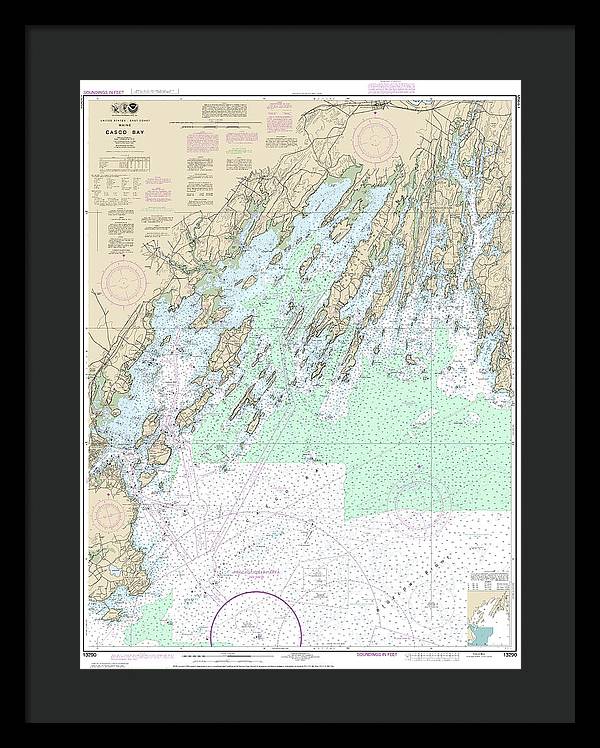 Nautical Chart-13290 Casco Bay - Framed Print