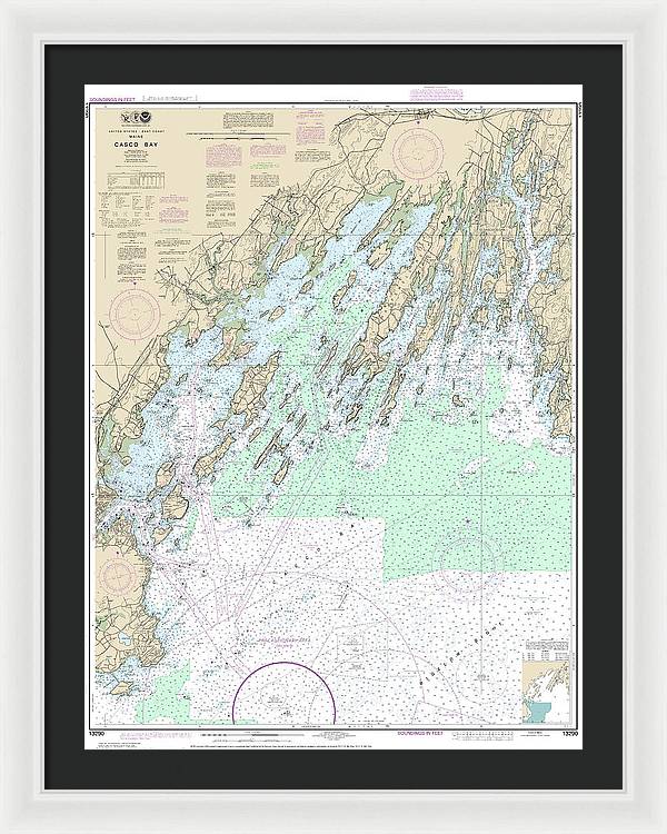 Nautical Chart-13290 Casco Bay - Framed Print