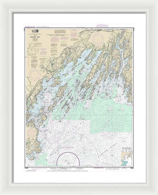 Nautical Chart-13290 Casco Bay - Framed Print