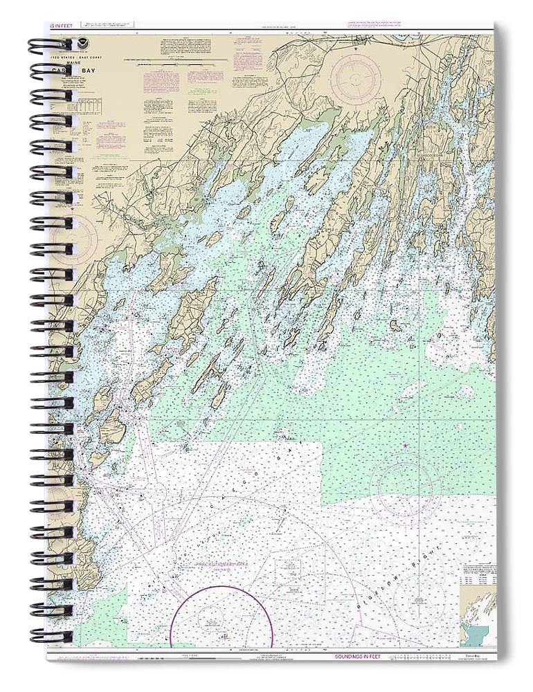 Nautical Chart 13290 Casco Bay Spiral Notebook