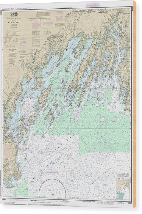 Nautical Chart-13290 Casco Bay Wood Print