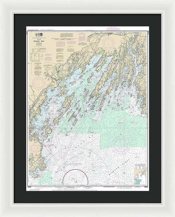 Nautical Chart-13290 Casco Bay - Framed Print