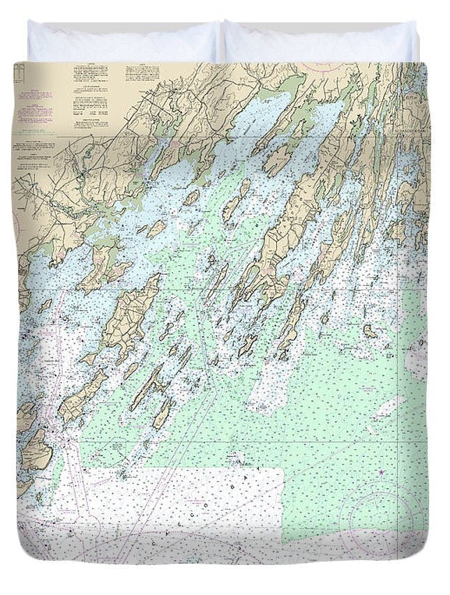 Nautical Chart-13290 Casco Bay - Duvet Cover