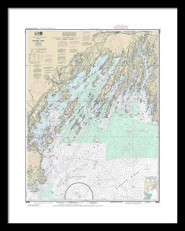 Nautical Chart-13290 Casco Bay - Framed Print