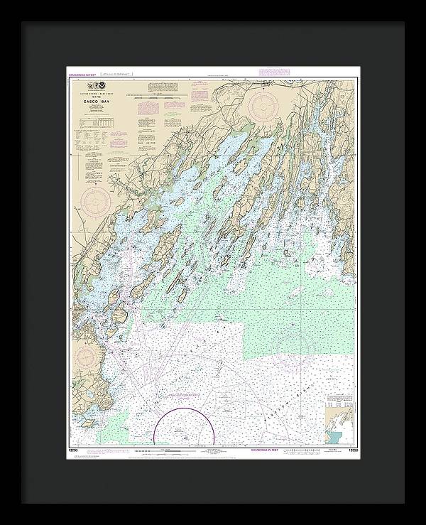 Nautical Chart-13290 Casco Bay - Framed Print