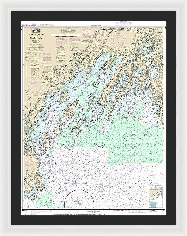 Nautical Chart-13290 Casco Bay - Framed Print