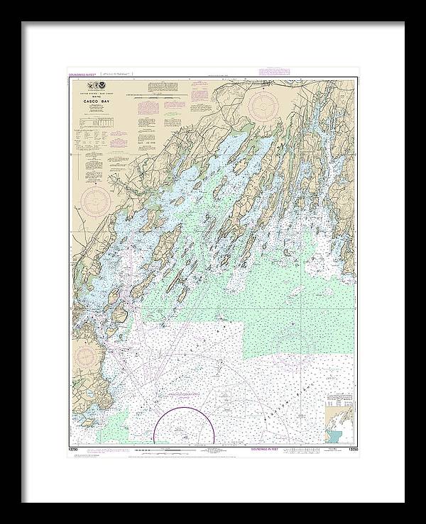 Nautical Chart-13290 Casco Bay - Framed Print