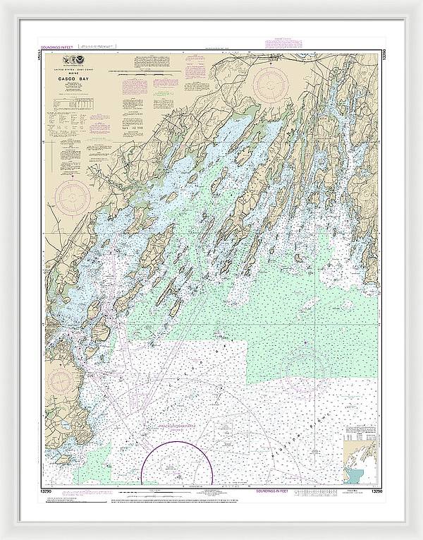 Nautical Chart-13290 Casco Bay - Framed Print