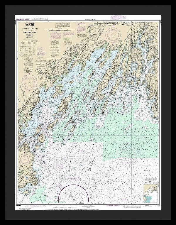 Nautical Chart-13290 Casco Bay - Framed Print