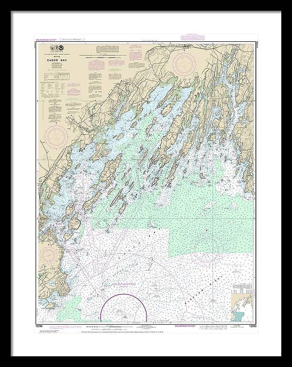 Nautical Chart-13290 Casco Bay - Framed Print