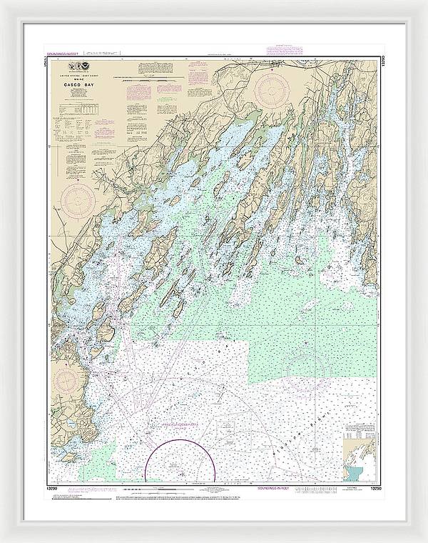 Nautical Chart-13290 Casco Bay - Framed Print