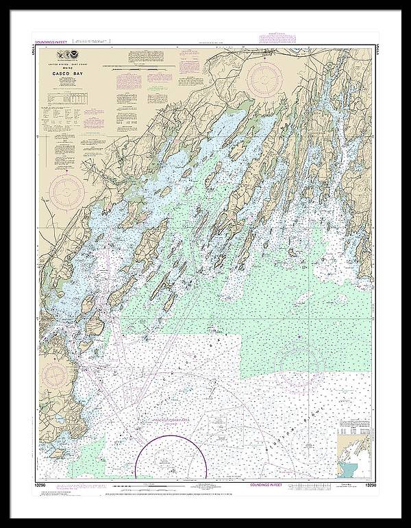 Nautical Chart-13290 Casco Bay - Framed Print