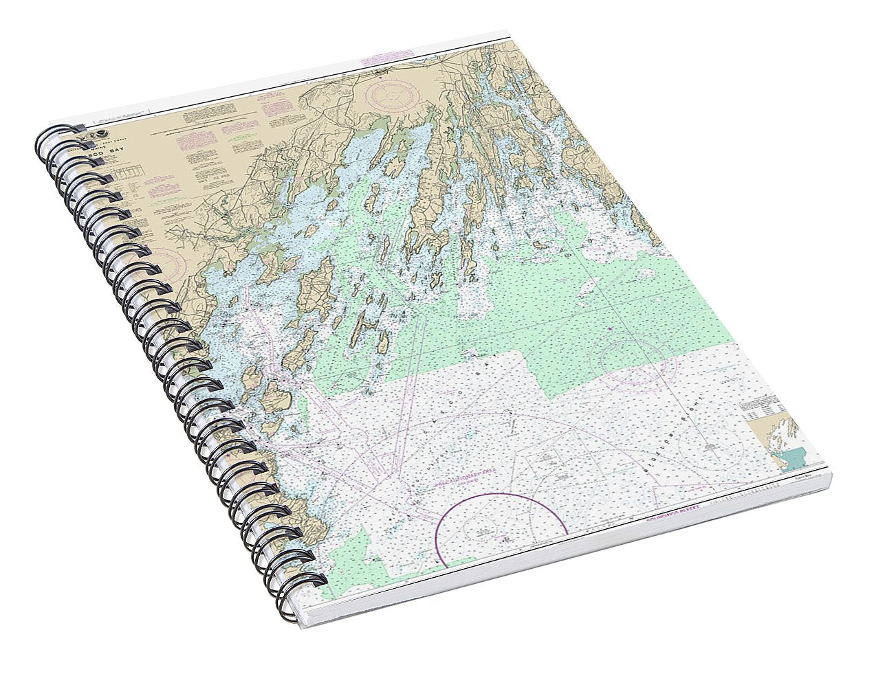 Nautical Chart-13290 Casco Bay - Spiral Notebook