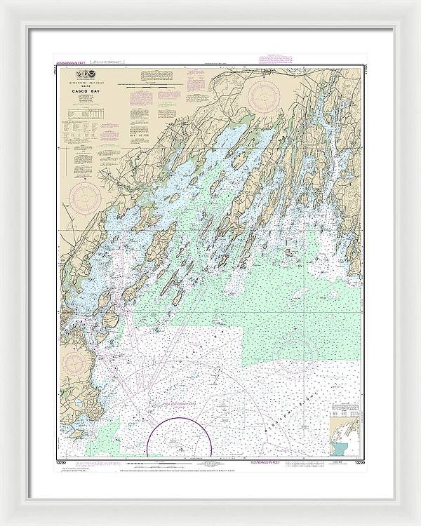 Nautical Chart-13290 Casco Bay - Framed Print