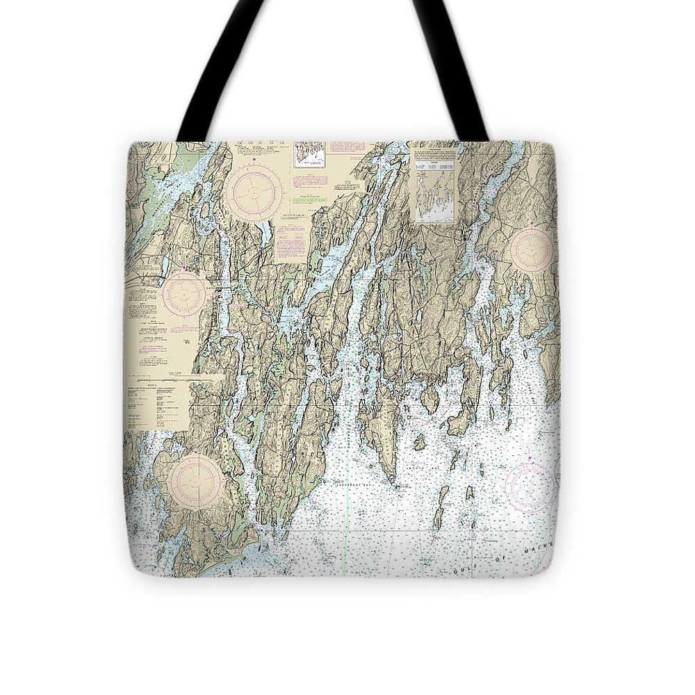 Nautical Chart-13293 Damariscotta, Sheepscot-kennebec Rivers, South Bristol Harbor, Christmas Cove - Tote Bag