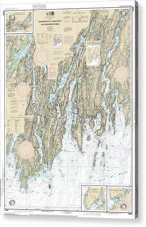 Nautical Chart-13293 Damariscotta, Sheepscot-kennebec Rivers, South Bristol Harbor, Christmas Cove - Acrylic Print