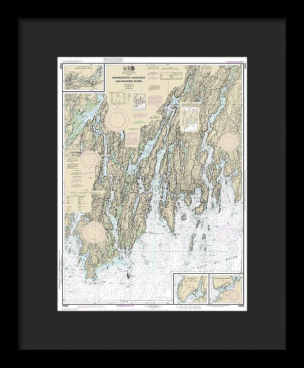 Nautical Chart-13293 Damariscotta, Sheepscot-kennebec Rivers, South Bristol Harbor, Christmas Cove - Framed Print