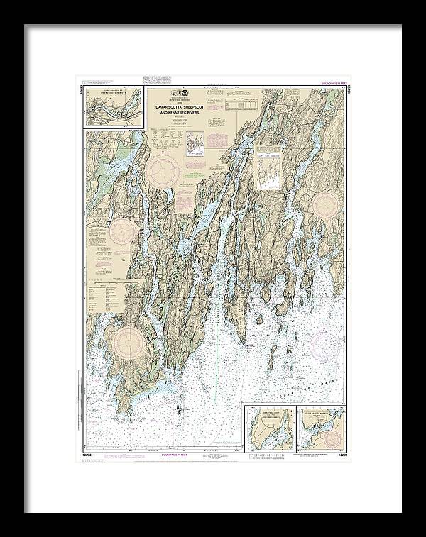 Nautical Chart-13293 Damariscotta, Sheepscot-kennebec Rivers, South Bristol Harbor, Christmas Cove - Framed Print