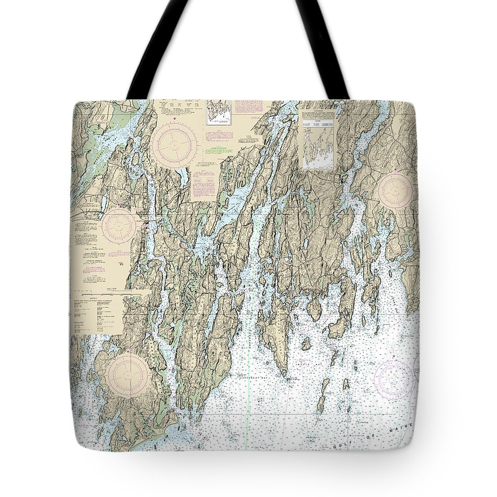 Nautical Chart-13293 Damariscotta, Sheepscot-kennebec Rivers, South Bristol Harbor, Christmas Cove - Tote Bag