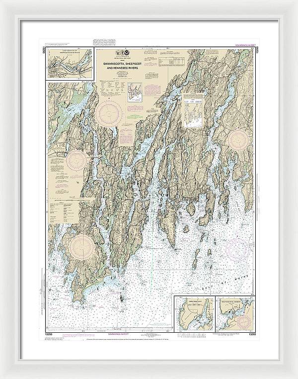 Nautical Chart-13293 Damariscotta, Sheepscot-kennebec Rivers, South Bristol Harbor, Christmas Cove - Framed Print