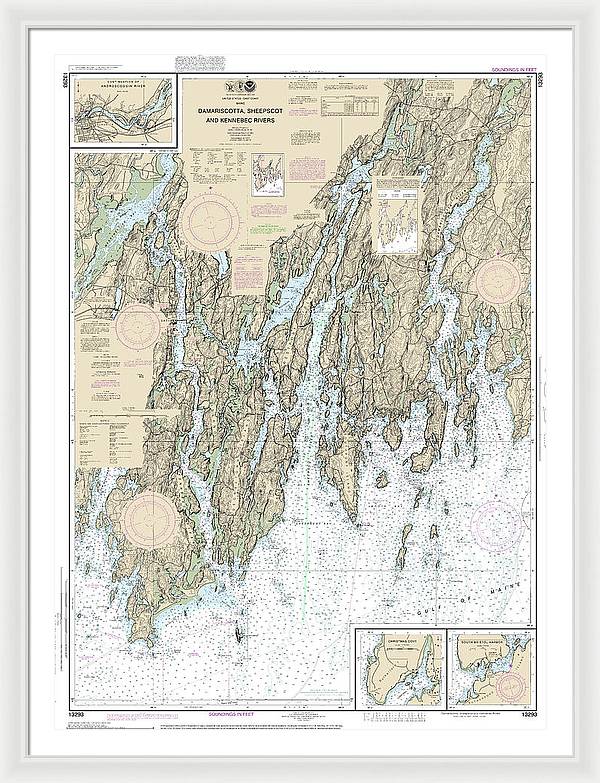 Nautical Chart-13293 Damariscotta, Sheepscot-kennebec Rivers, South Bristol Harbor, Christmas Cove - Framed Print