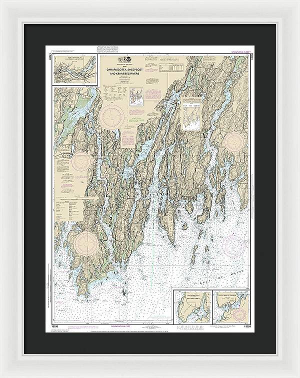 Nautical Chart-13293 Damariscotta, Sheepscot-kennebec Rivers, South Bristol Harbor, Christmas Cove - Framed Print