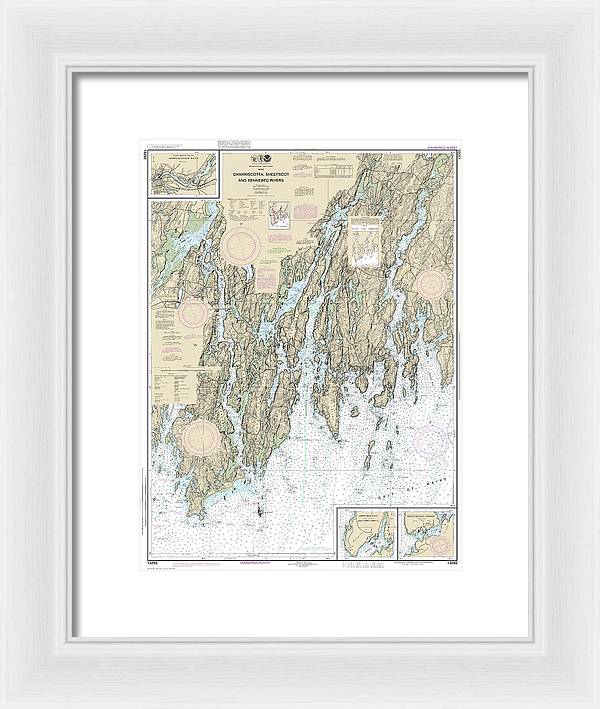 Nautical Chart-13293 Damariscotta, Sheepscot-kennebec Rivers, South Bristol Harbor, Christmas Cove - Framed Print