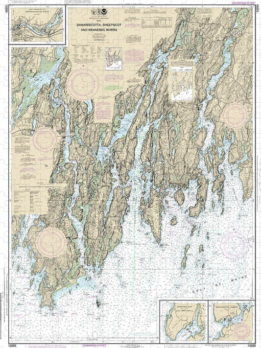 Nautical Chart 13293 Damariscotta, Sheepscot Kennebec Rivers, South Bristol Harbor, Christmas Cove Puzzle