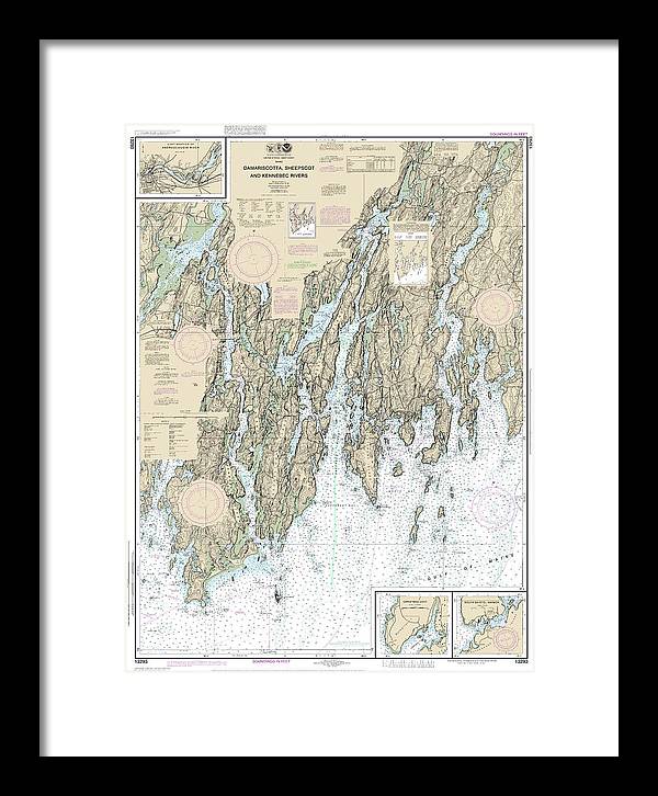 Nautical Chart-13293 Damariscotta, Sheepscot-kennebec Rivers, South Bristol Harbor, Christmas Cove - Framed Print