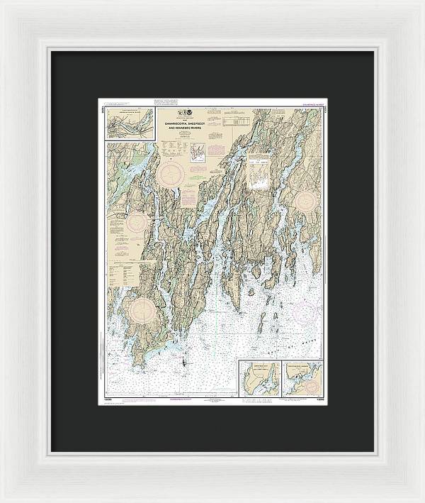 Nautical Chart-13293 Damariscotta, Sheepscot-kennebec Rivers, South Bristol Harbor, Christmas Cove - Framed Print