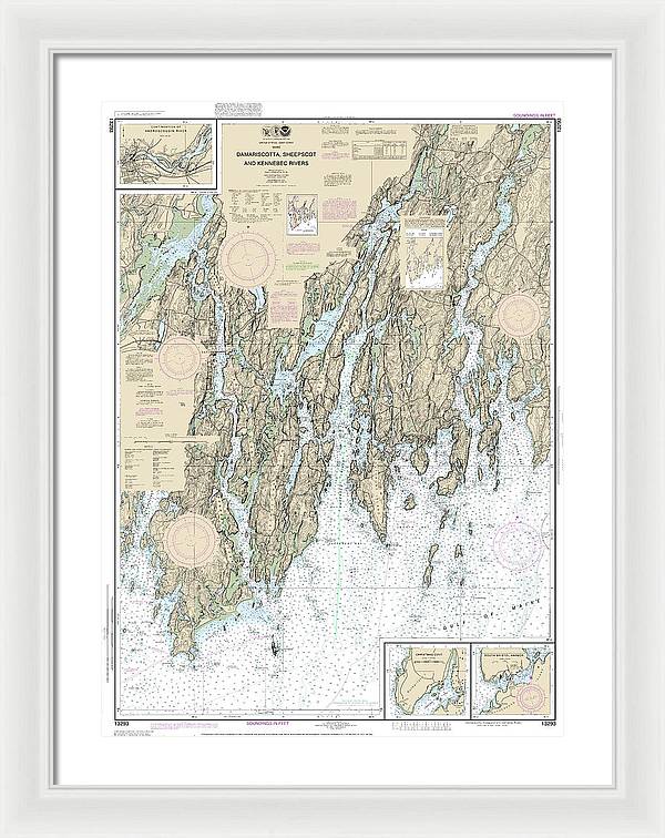 Nautical Chart-13293 Damariscotta, Sheepscot-kennebec Rivers, South Bristol Harbor, Christmas Cove - Framed Print