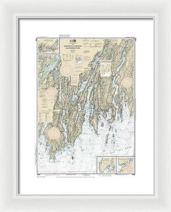 Nautical Chart-13293 Damariscotta, Sheepscot-kennebec Rivers, South Bristol Harbor, Christmas Cove - Framed Print