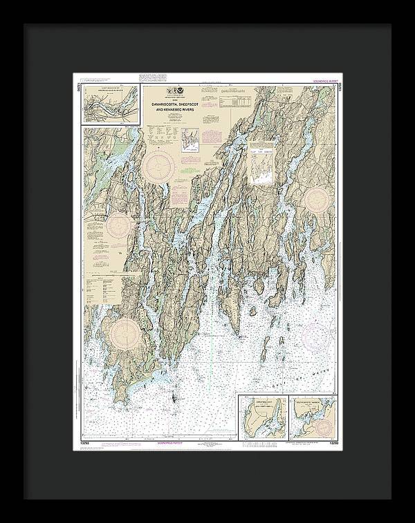 Nautical Chart-13293 Damariscotta, Sheepscot-kennebec Rivers, South Bristol Harbor, Christmas Cove - Framed Print