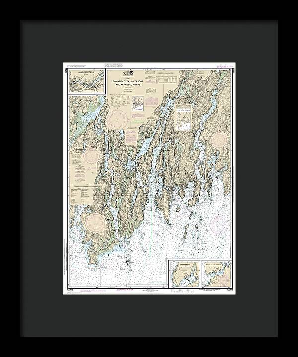 Nautical Chart-13293 Damariscotta, Sheepscot-kennebec Rivers, South Bristol Harbor, Christmas Cove - Framed Print