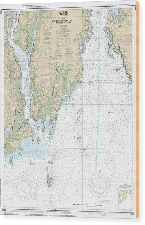 Nautical Chart-13295 Kennebec-Sheepscot River Entrances Wood Print