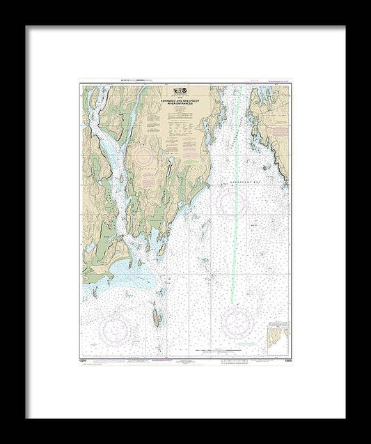 A beuatiful Framed Print of the Nautical Chart-13295 Kennebec-Sheepscot River Entrances by SeaKoast