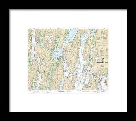 Nautical Chart-13296 Boothbay Harbor-bath, Including Kennebec River - Framed Print