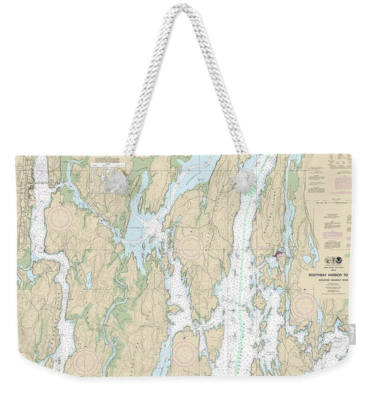 Nautical Chart-13296 Boothbay Harbor-bath, Including Kennebec River - Weekender Tote Bag