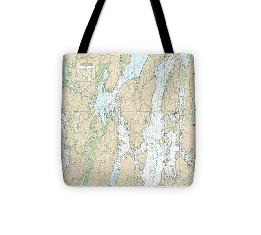 Nautical Chart 13296 Boothbay Harbor Bath, Including Kennebec River Tote Bag