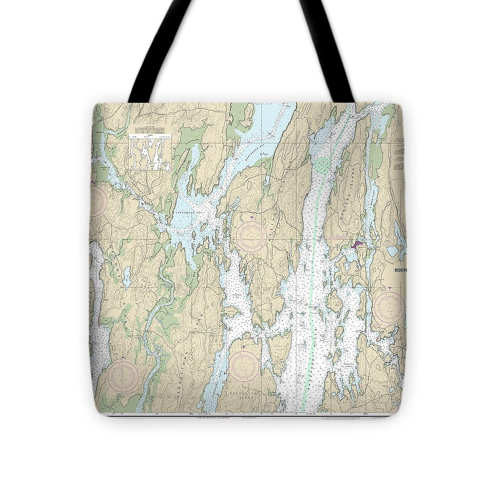 Nautical Chart-13296 Boothbay Harbor-bath, Including Kennebec River - Tote Bag