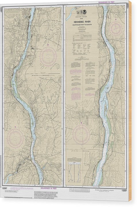 Nautical Chart-13297 Kennebec River Courthouse Point-Augusta Wood Print