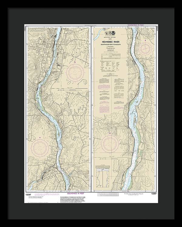 Nautical Chart-13297 Kennebec River Courthouse Point-augusta - Framed Print