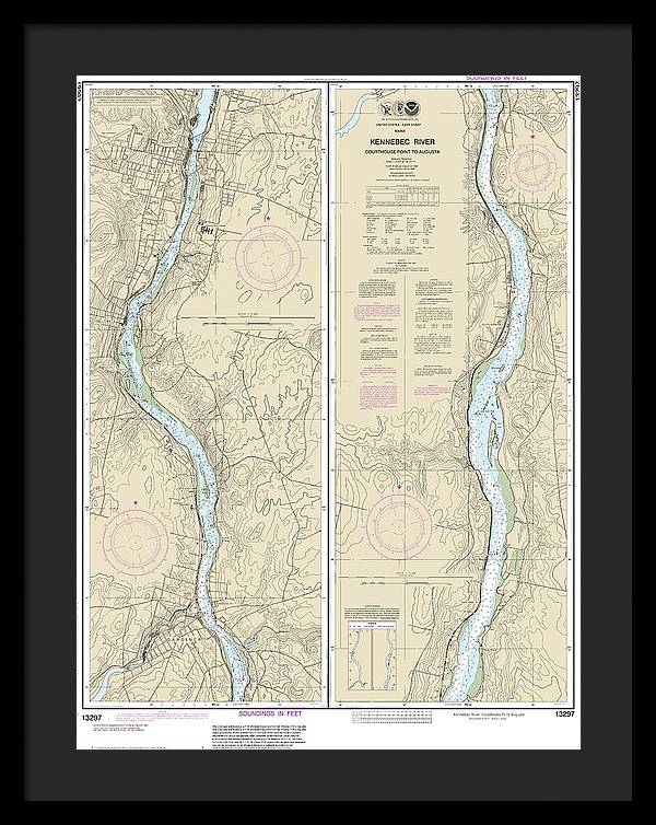 Nautical Chart-13297 Kennebec River Courthouse Point-augusta - Framed Print