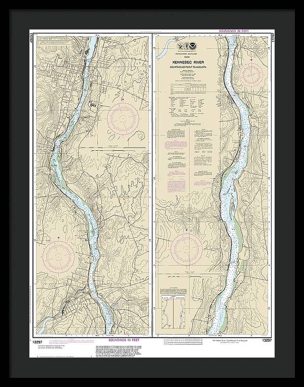 Nautical Chart-13297 Kennebec River Courthouse Point-augusta - Framed Print