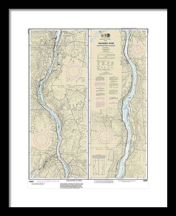 Nautical Chart-13297 Kennebec River Courthouse Point-augusta - Framed Print